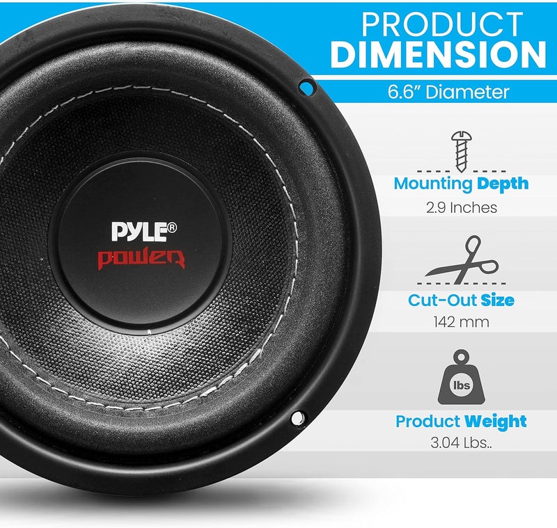Pyle (15cm, 100 Watts, 2.5cm Single Voice coil 4-ohm) - PLPW6D 17cm 600 Watt Dual Voice Coil 4 Ohm Subwoofer - Image 2