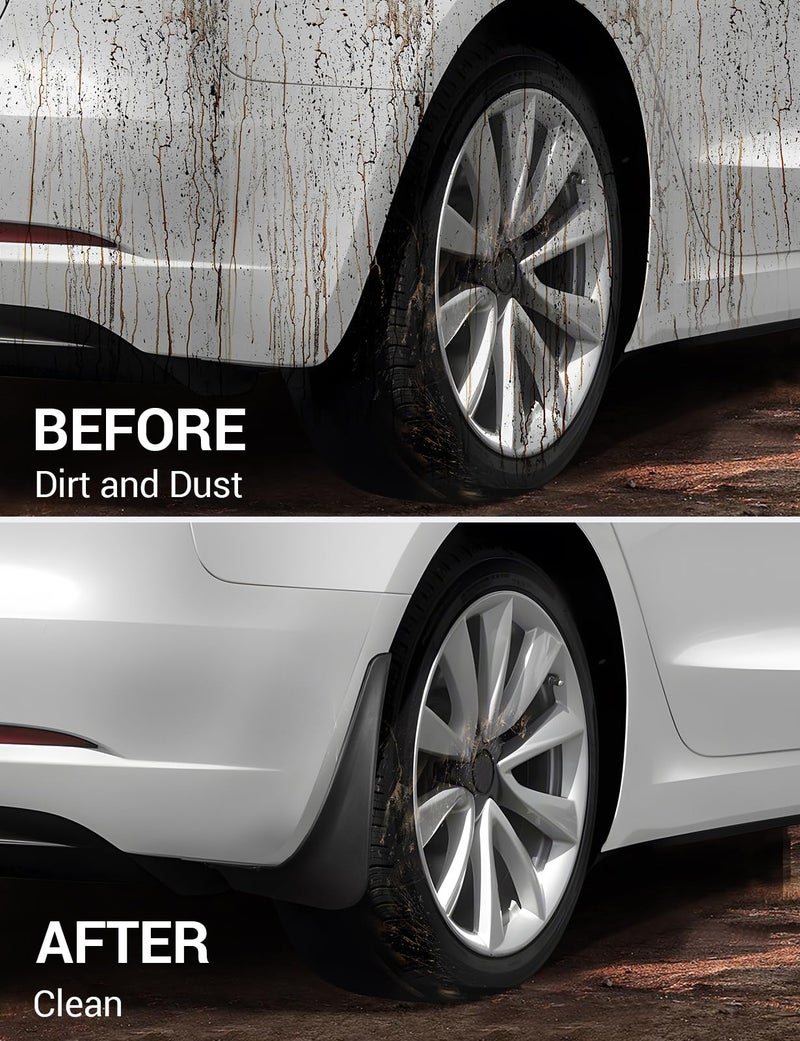 BASENOR 2017-2023 Tesla Model 3 Mud Flaps Splash Guards Fenders No Drilling No Tape Mudflaps All Weather Protector Mudguards for Model 3 Exterior Accessories (Set of 4) - Image 3
