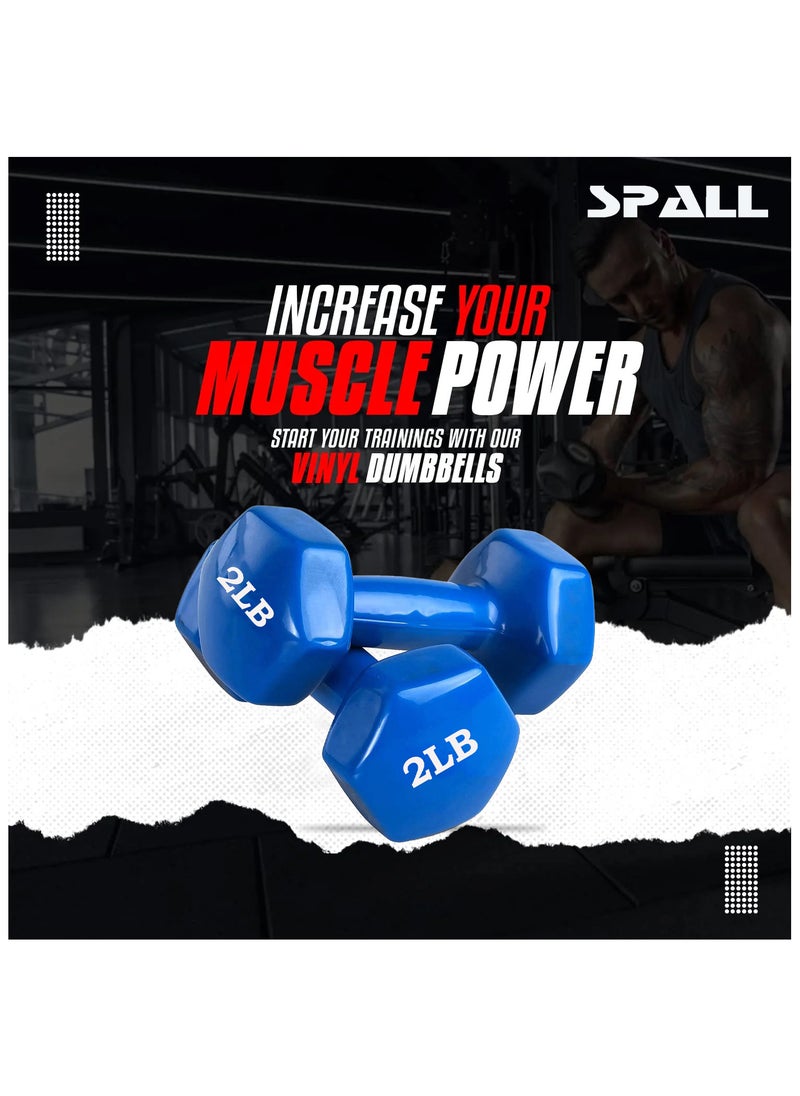 Spall Vinyl Dumbbells Weights For Unisex 2LB Each Ideal For Home WorkoutYoga Pilates Gym Exercise Non Slip Easy To Hold Scratch Resistant Best For Home Exercise  - Image 5