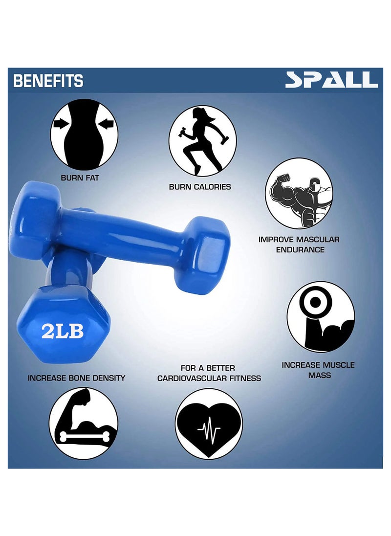 Spall Vinyl Dumbbells Weights For Unisex 2LB Each Ideal For Home WorkoutYoga Pilates Gym Exercise Non Slip Easy To Hold Scratch Resistant Best For Home Exercise  - Image 2