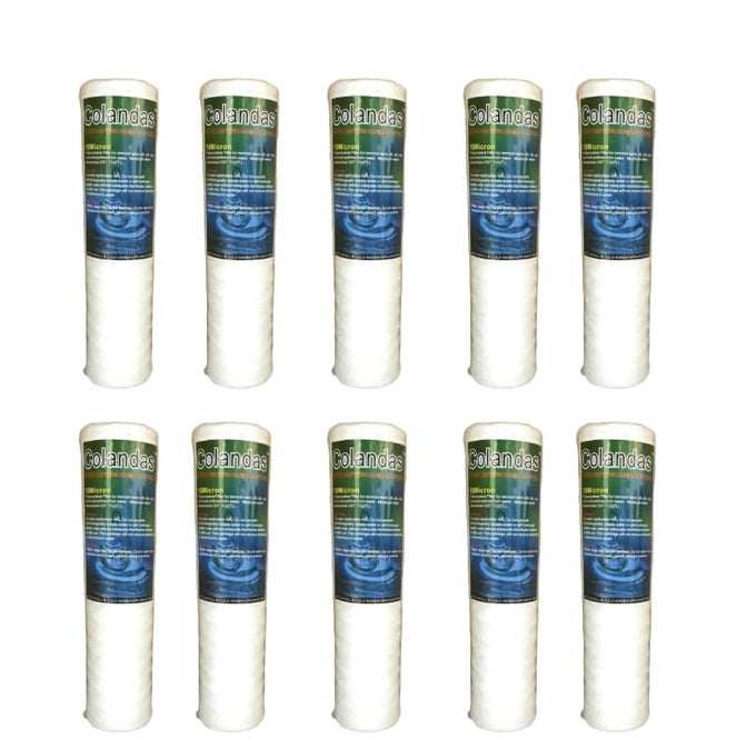 10 INCH 10 MICRON PP WOUND THREAD FILTER CARTRIDGE REDUCES DUST MUD RUST SUITABLE FOR ALL TYPES OF WATER PURIFIERS PACK OF 10