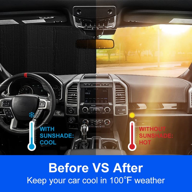 Litivy Windshield Sun Shade American Flag Compatible with 2015-2020 Ford F-150, 2017-2020 Ford F-250/F-350 27"*58" Folding Front Window Sun Shade for Car - Image 2
