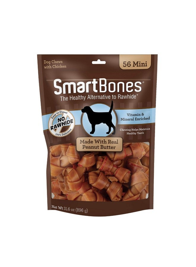 سمارت بونز عظام سمارت بونز الصغيرة مع زبدة الفول السوداني الحقيقية، 56 قطعة، خالية من الجلد الخام، قابلة للمضغ للكلاب - Image 1