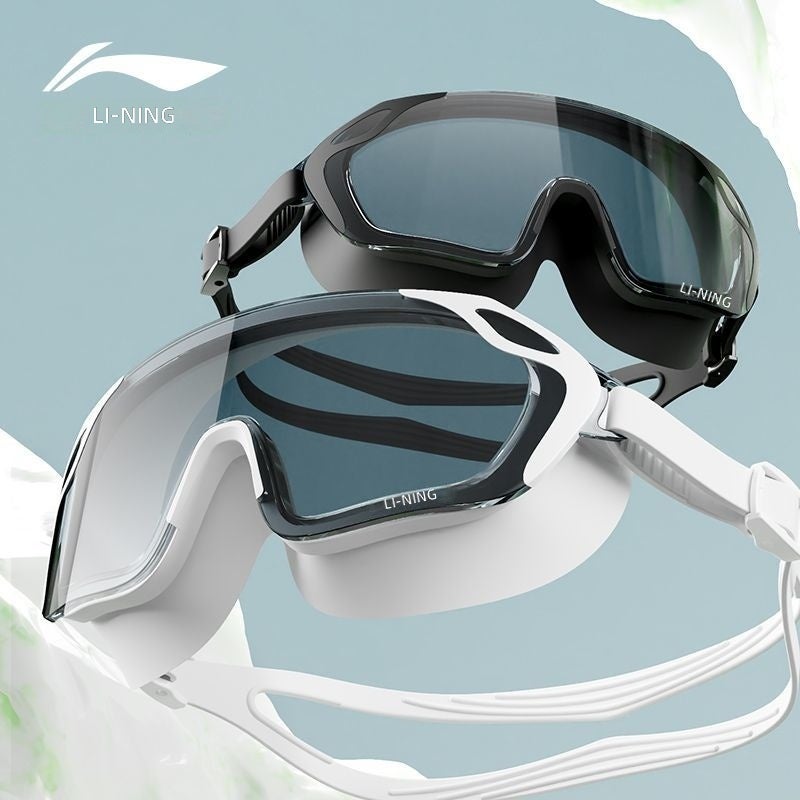 Lining Professional Swim Goggles with HD Waterproof and Anti-Fog Design, Large Frame for Adults and Myopic Swimmers, Includes Men's and Women's Swimming Caps - Image 4