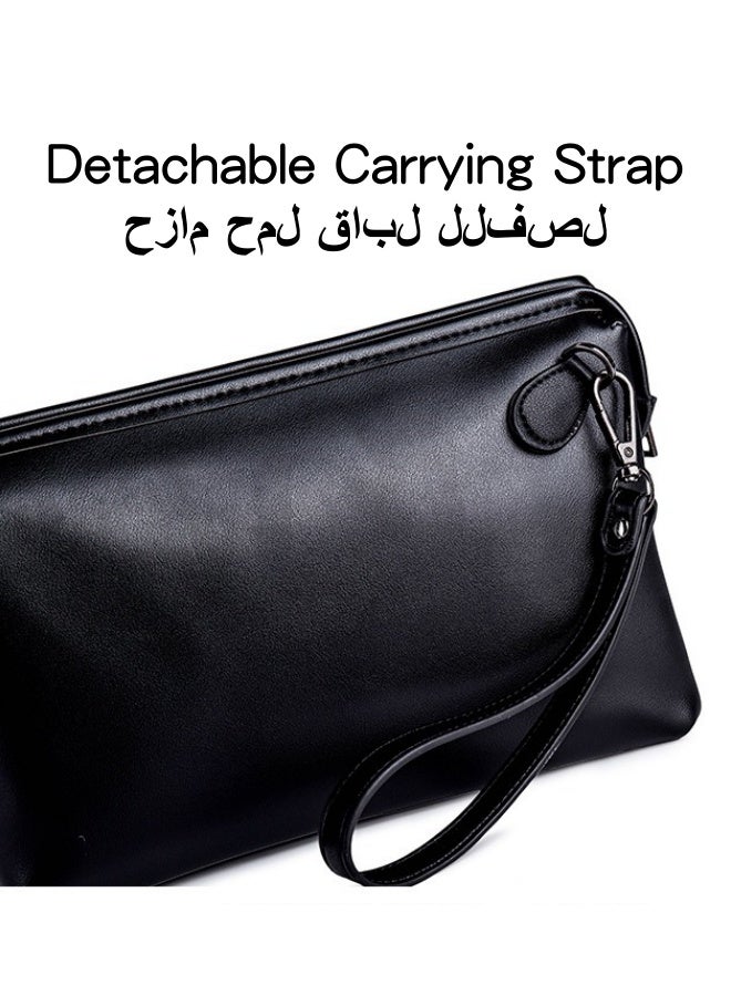 SHABILI Men's Business Casual Clutch Bag, Large-capacity Handbag Wallet Card Holder Coin Purse Passport Bag Phone Bag, Portable Gentleman Style Tote Bag Briefcase President Bag Gents Bag - Image 3