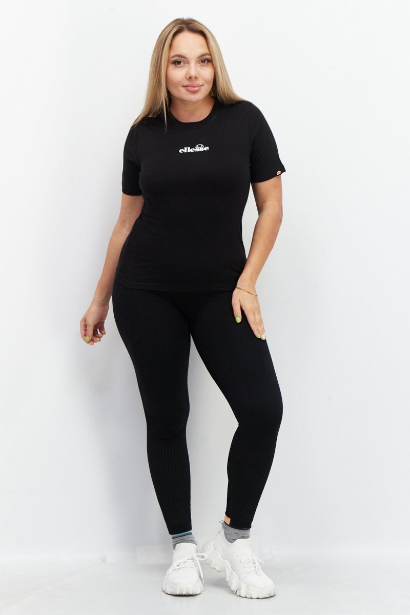 Ellesse قمصان تدريب قصيرة الأكمام للنساء، سوداء - Image 2