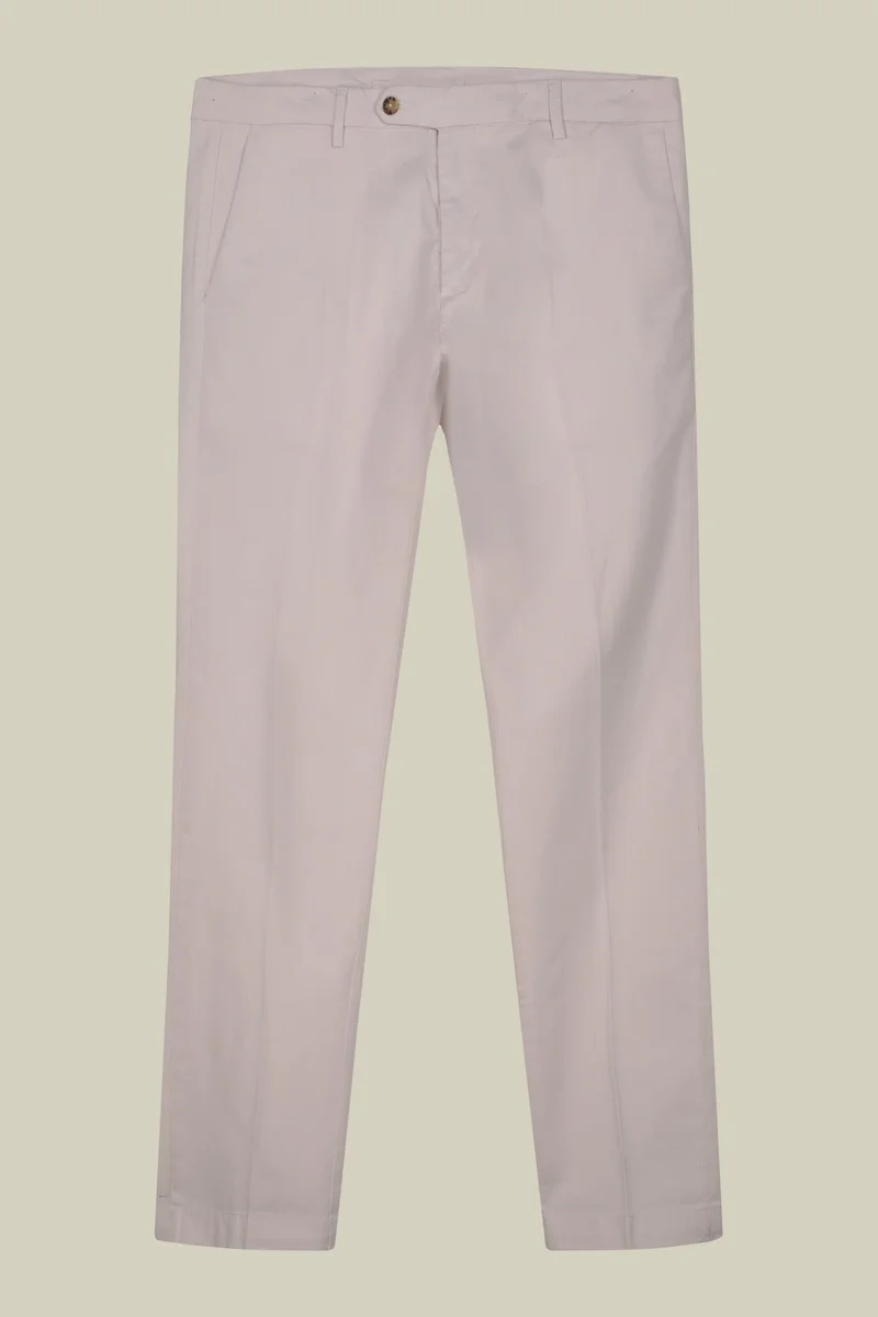 Doppelganger Beige Men's classic chino trousers with extended tab closure - Cream for Men | Best Price UAE