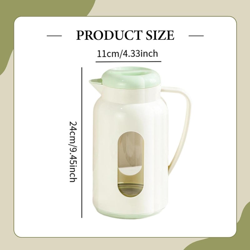 Beverage Jar Water Jug Water Pitcher Teapot Kettle Borosilicate Glass Automatic Spout Mesh Design Suitable for Conference Balcony, Green - Image 2