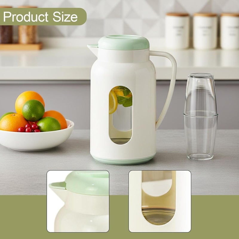Beverage Jar Water Jug Water Pitcher Teapot Kettle Borosilicate Glass Automatic Spout Mesh Design Suitable for Conference Balcony, Green - Image 3