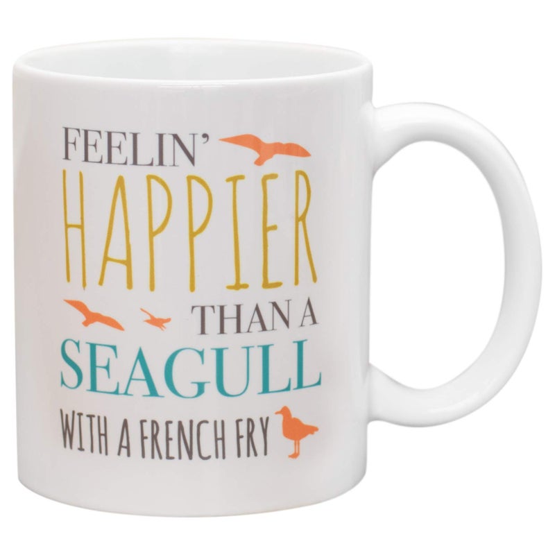 Happier Than A Seagull With A French Fry 11 Oz Ceramic Stoneware Coffee Mug