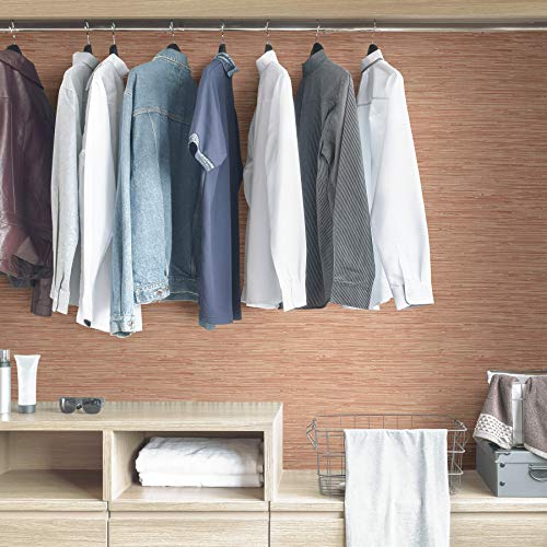 NuWallpaper NUS3339 Tibetan Faux Grasscloth Spice Peel & Stick Wallpaper, Pink, Red - Image 4