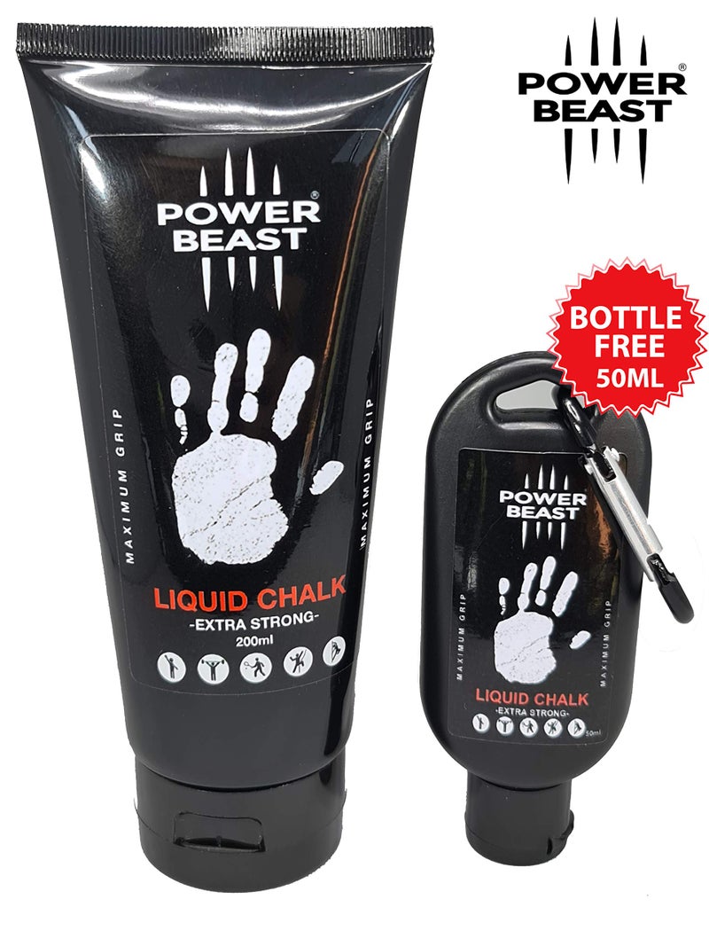 POWER BEAST Liquid Chalk, 2 Bottles Combo of 200 + 50 ML, Liquid Sports Chalk, Free Professional Hand Grip for Gym, Weightlifting, Rock Climbing, Gymnastics, Crossfit, Powerlifting, Pole Dance. - Image 4