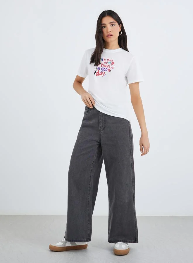 تايك تو Take Two Have A Good Day Slogan Regular Fit T-Shirt