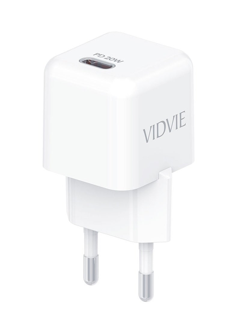VIDVIE Mini PD Wall Charger 20W Type-C Port, Suitable For iPhone 16/15/14/13/12