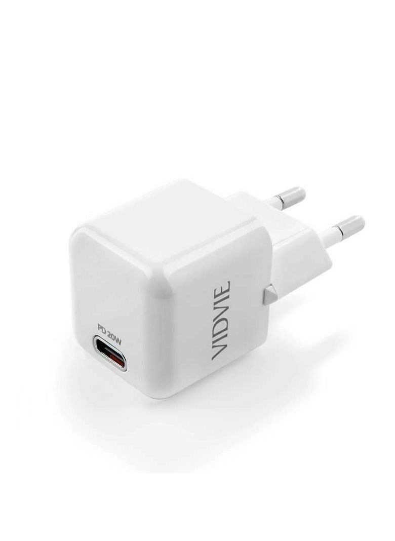 VIDVIE Mini PD Wall Charger 20W Type-C Port, Suitable For iPhone 16/15/14/13/12