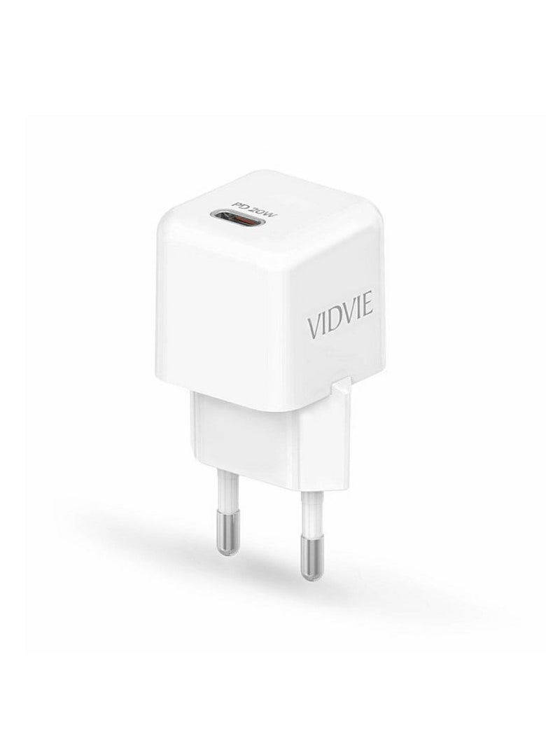 VIDVIE Mini PD Wall Charger 20W Type-C Port, Suitable For iPhone 16/15/14/13/12