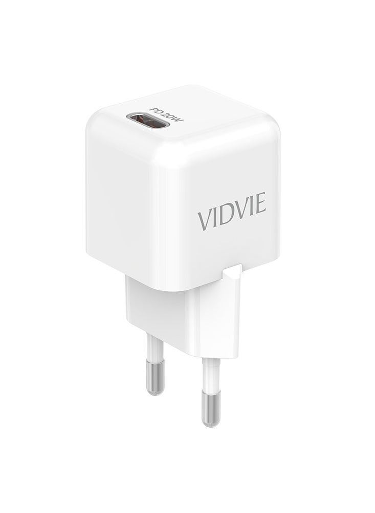 VIDVIE Mini PD Wall Charger 20W Type-C Port, Suitable For iPhone 16/15/14/13/12
