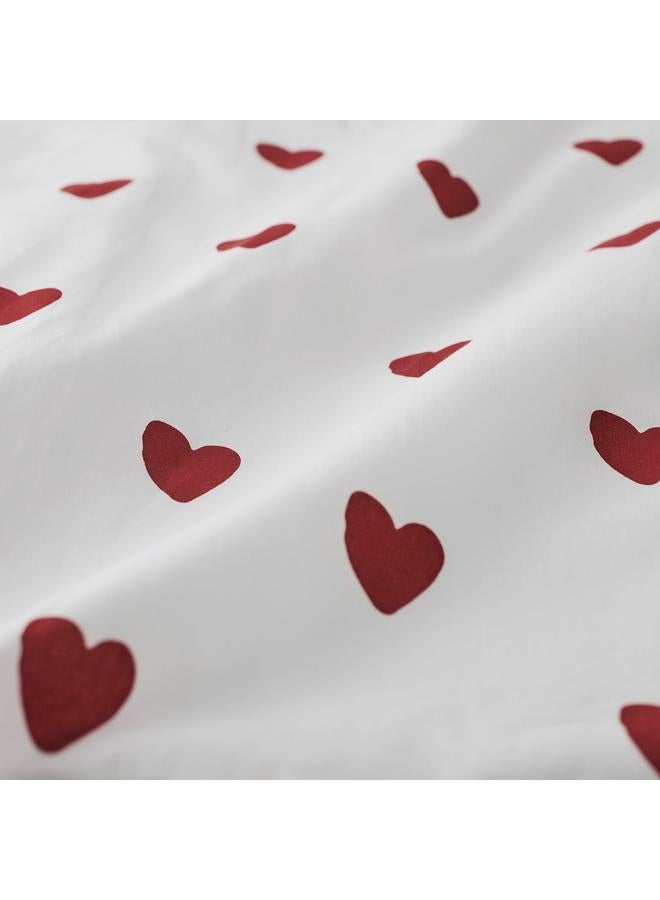 erorex Duvet cover and pillowcase, heart pattern/white red, 150x200/50x80 cm - Image 4