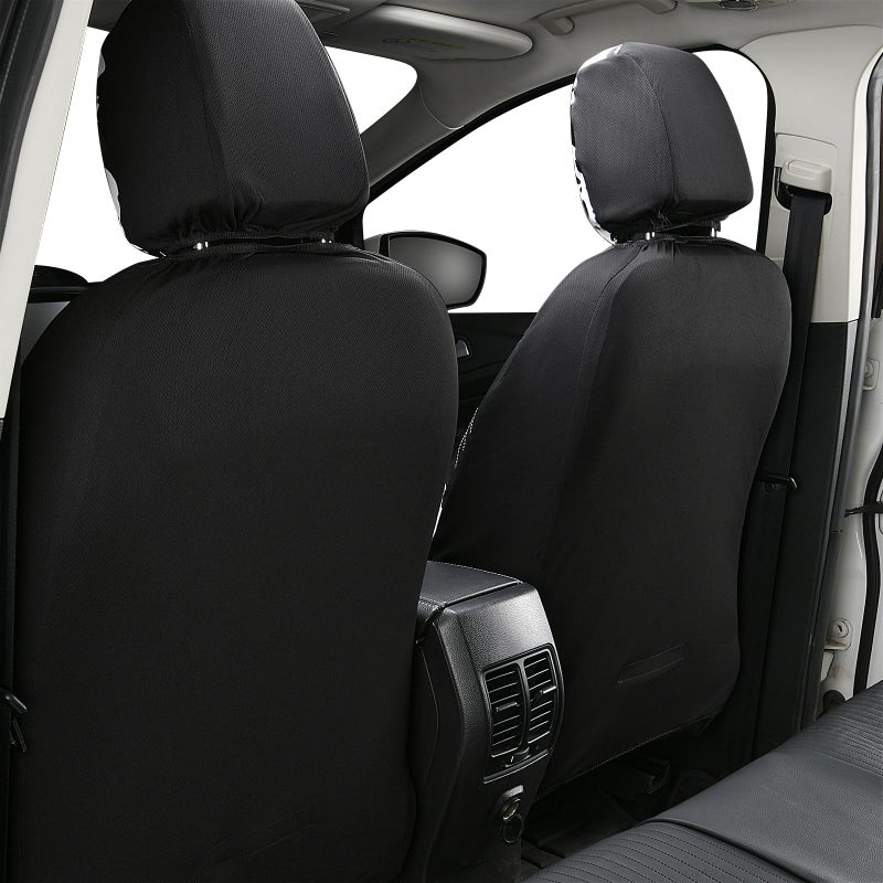 Flying Banner Synthetic Leather car seat Covers Full Set Front and Rear Bench Fashion Easy Installation Cup Holder Free (Black & Cow Print, Low Bucket - Full Set) - Image 4