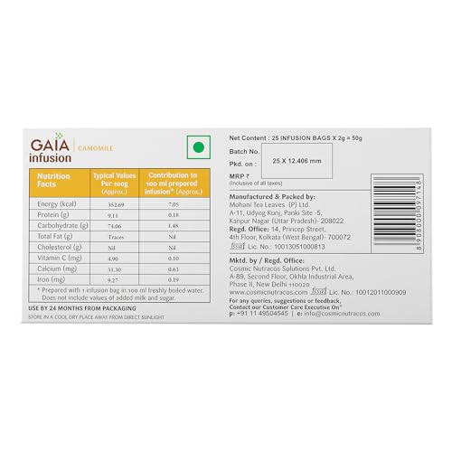 GAIA Chamomile Green Teabox (Pack of 2) for Stress Relief and Sound Sleep| Infused with 100% Whole Leaf & Natural Chamomile Flowers in 25 Convenient Tea Bags in Each Box - Image 4