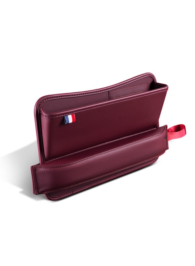 NOVOLAN Car Seat Gap Storage Box, PU Leather Car Storage Box Seat Gap Storage Box Car Decorative Supplies Sundries Storage Box Grid, Card Slot Fill The Gap Expandable Storage Easy Install (red) - Image 1