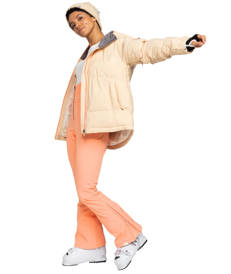 Roxy Women's Summit Softshell Bib Pants â€“ 15K Waterproof SLIM Fit Snow Bib, Stretch Fabric, Knee Padding, Peach Pink, X-Small - Image 4