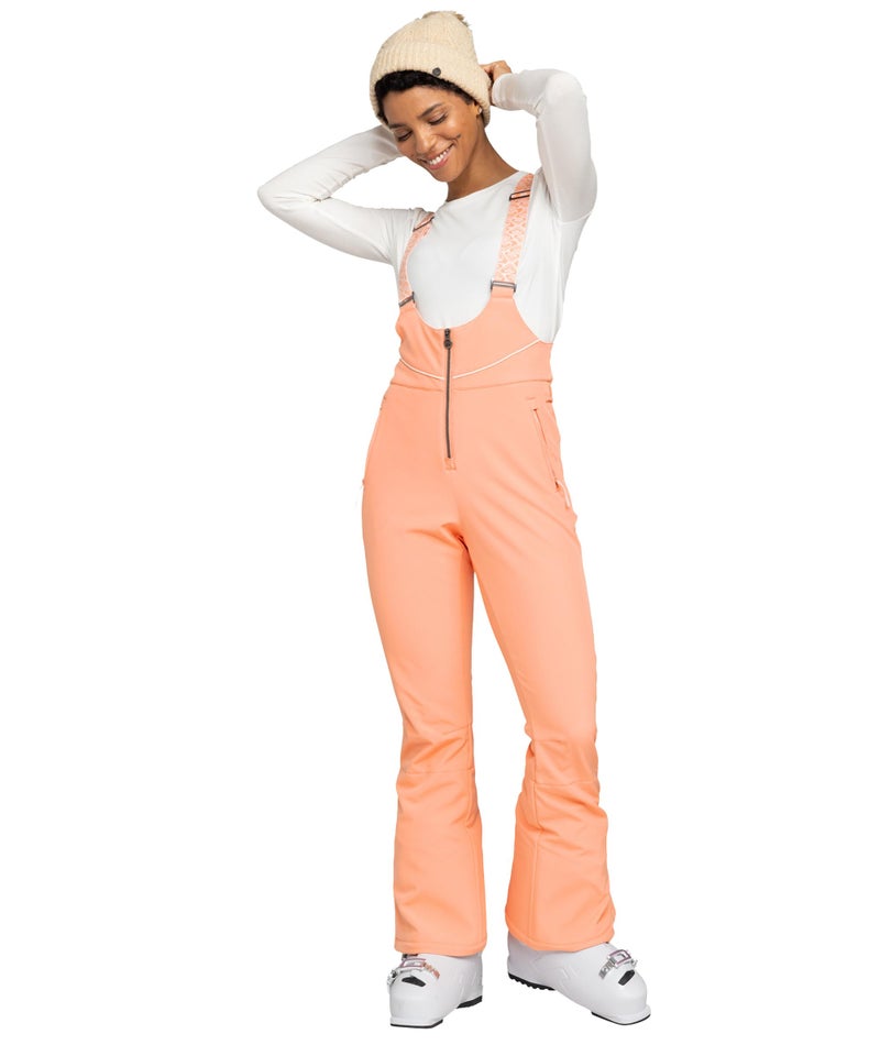 Roxy Women's Summit Softshell Bib Pants â€“ 15K Waterproof SLIM Fit Snow Bib, Stretch Fabric, Knee Padding, Peach Pink, X-Small - Image 1