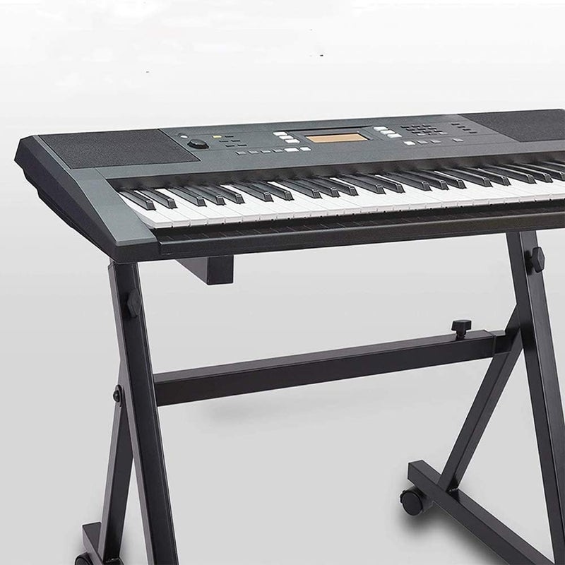 Pyle Universal Electronic Black Heavy-Duty Z Style Keyboard Organ Holder Rack Portable Piano Stand W/Adjustable Height and Width, Locking Wheels - Image 4
