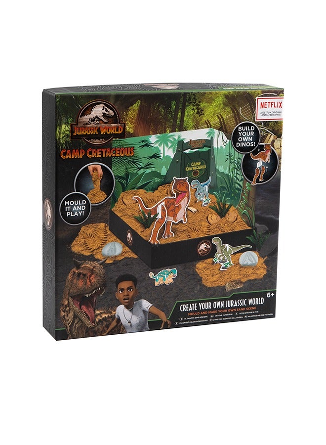 JURASSIC WORLD Camp Cretaceous: Ultimate Dino Sand Kit – Create Your Own Dino Park with Kinetic Sand & Figures | Mess-Free Dinosaur Playset for Kids Age 3+ - Image 3