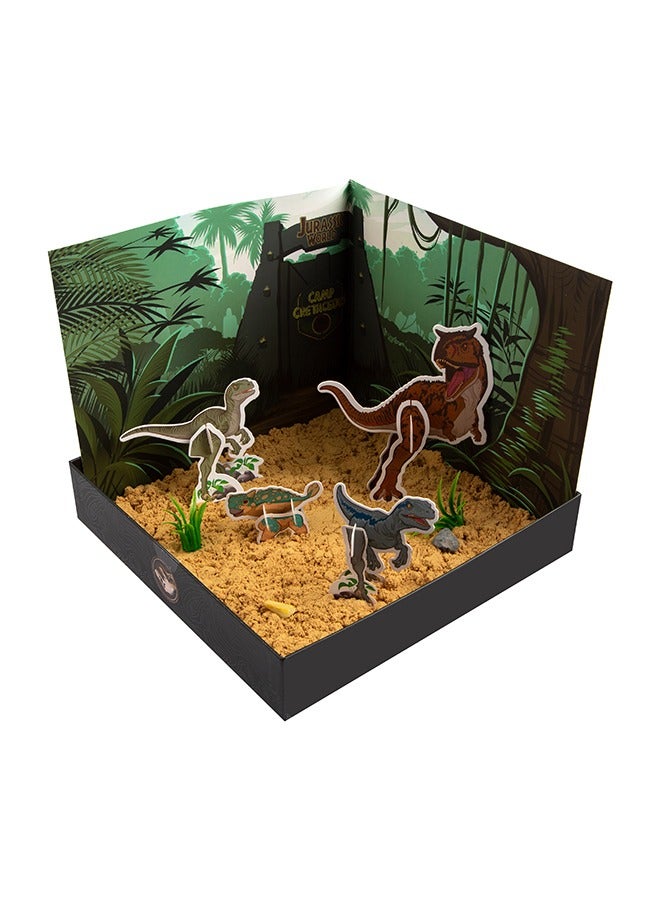 JURASSIC WORLD Camp Cretaceous: Ultimate Dino Sand Kit – Create Your Own Dino Park with Kinetic Sand & Figures | Mess-Free Dinosaur Playset for Kids Age 3+ - Image 4