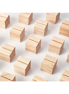 Aikanbo 10pcs Wooden Name Card Holder Wooden Table Number Stands Solid Wood Place Card Holders for Name Tags Pictures Reserved Signs Food Labels Postcards Menus  - Image 4