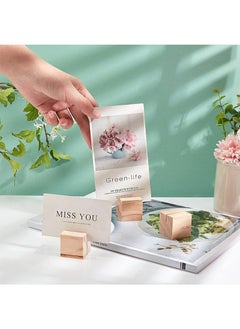 Aikanbo 10pcs Wooden Name Card Holder Wooden Table Number Stands Solid Wood Place Card Holders for Name Tags Pictures Reserved Signs Food Labels Postcards Menus  - Image 3