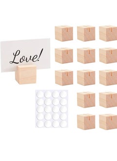 Aikanbo 10pcs Wooden Name Card Holder Wooden Table Number Stands Solid Wood Place Card Holders for Name Tags Pictures Reserved Signs Food Labels Postcards Menus  - Image 1