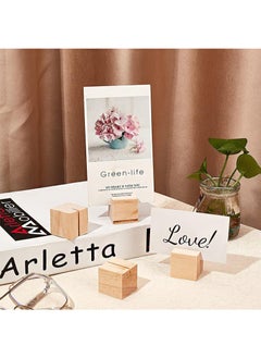 Aikanbo 10pcs Wooden Name Card Holder Wooden Table Number Stands Solid Wood Place Card Holders for Name Tags Pictures Reserved Signs Food Labels Postcards Menus  - Image 5
