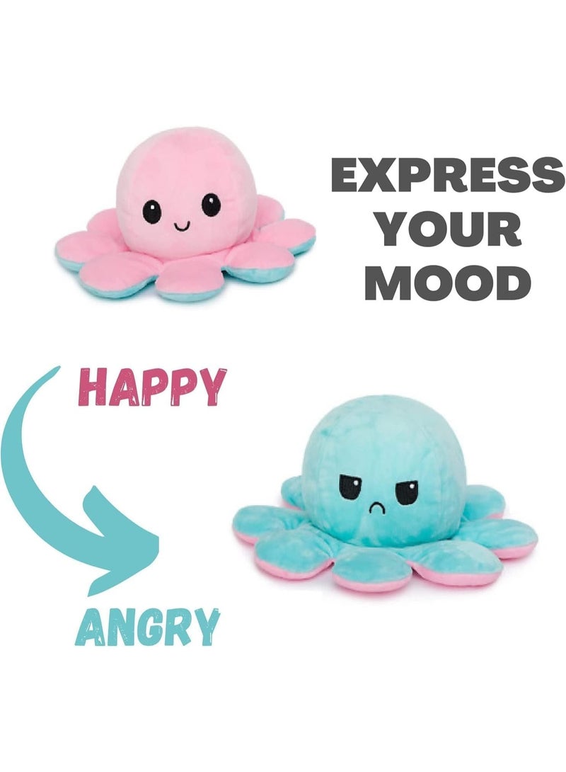 لعبة أخطبوط قطيفة ناعمة بوجهين للأطفال | لعبة مصنوعة من قطيفة ناعمة للأولاد والبنات البيبي | لعبة أخطبوط ناعمة للأطفال | هدية لعيد الميلاد من كيدز-زون - 25 سم (أزرق/ وردي) - Image 2