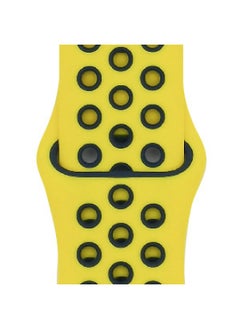 Generic Suitable For Apple Two-color Silicone Nike Strap Nike Hole Apple Iwatch Breathable Sports Watch Strap-Color:48 Yellow + Midnight Blue-Specifications:42/44/45/49mm-S  - Image 1
