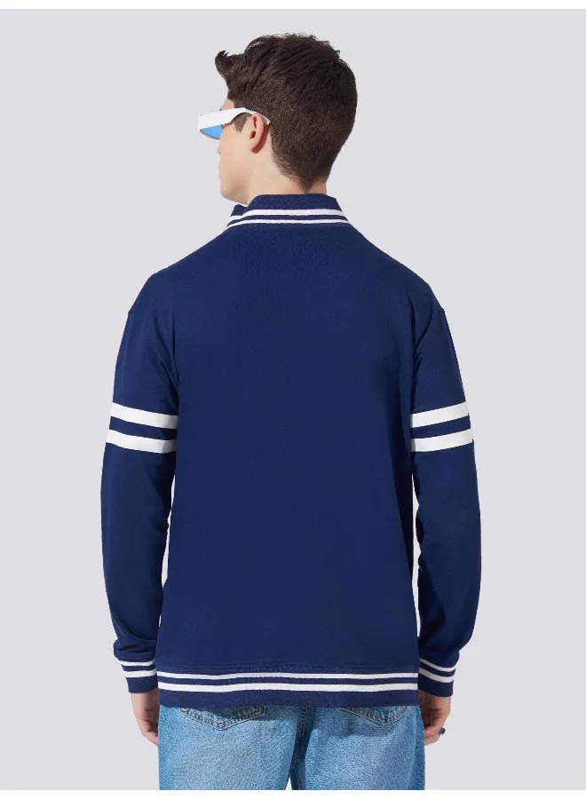 Maniac  Maniac Mens Printed Manhattan Fullsleeve Navy and White Loopnet Slim fit Jacket for Men | Best Price UAE