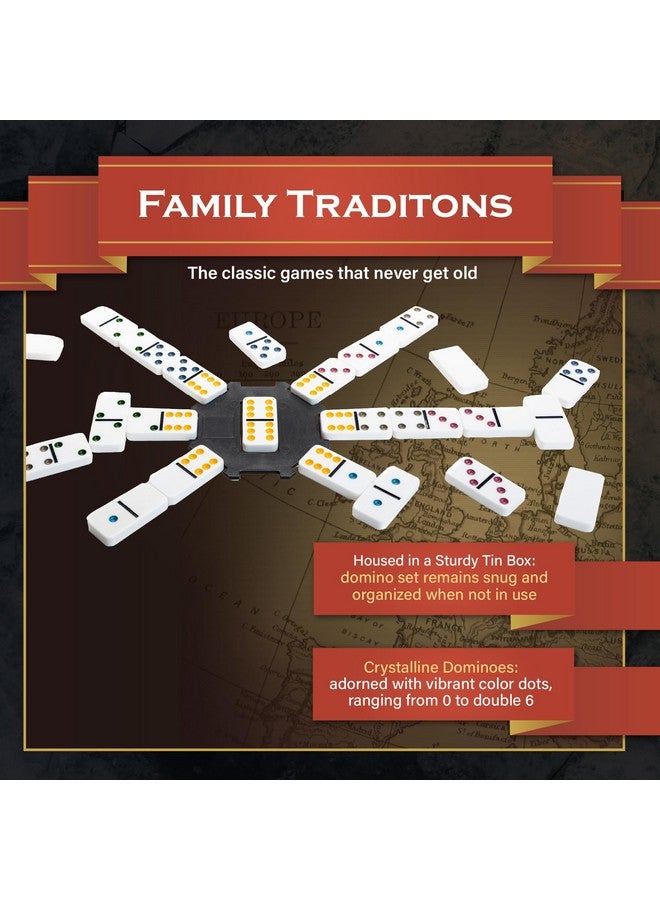 Continuum Games Family Traditions Double 6 Dominoes Tin Crystalline Dominoes - Image 5