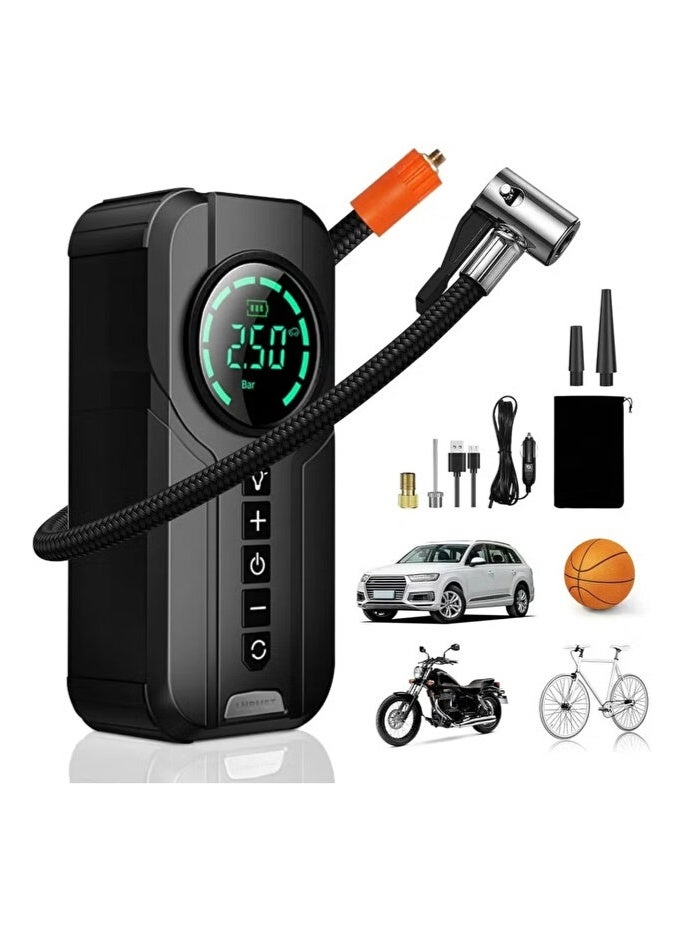 Denix Portable car jump starter with air compressor, 6000mAh capacity, 12V emergency power bank, battery booster, tire inflator, LED light, USB charging, suitable for cars, SUVs, and motorcycles for outdoor use. - Image 3