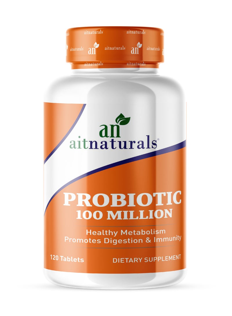 Aitnaturals Probiotic 100 Million | Healthy Metabolism | Promotes Digestion & Immunity - 120 Tablets  - Image 1