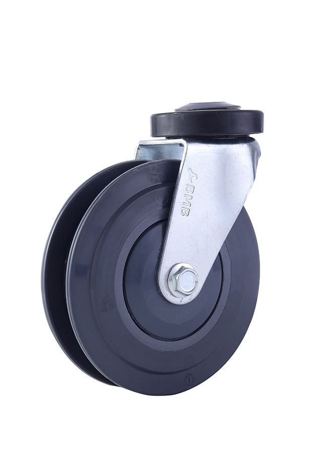 بي إم بي تولز كفر عربية تسوق 5 انش خط واحد - عجلة دوّارة من بولي يوريثين (PU) مع ساق ملولبة M12 وسطح لا يترك علامات - مثالية للعربات، وحوامل العرض، والاستخدامات الخفيفة في النقل - Image 1