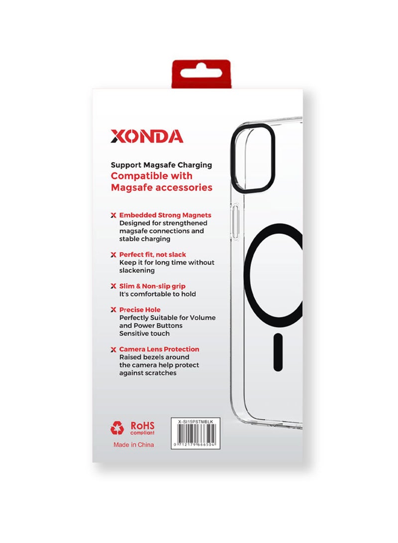 Xonda iphone 15 Plus Case Black - Military-grade drop protection, slim and transparent design, MagSafe Compatible. - Image 2