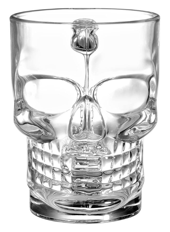 2 x 400ml Skull Glass Tumblers with Handle, Heavy Base, Clear Tiki Cups for Cocktails, Juice, and Sodas  - Image 3