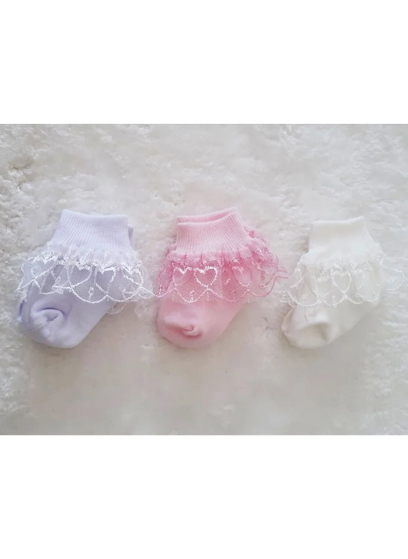 Hepsine Rakip Rival to All 3-Pack Baby Girl Lace Socks Cotton Lycra Flexible