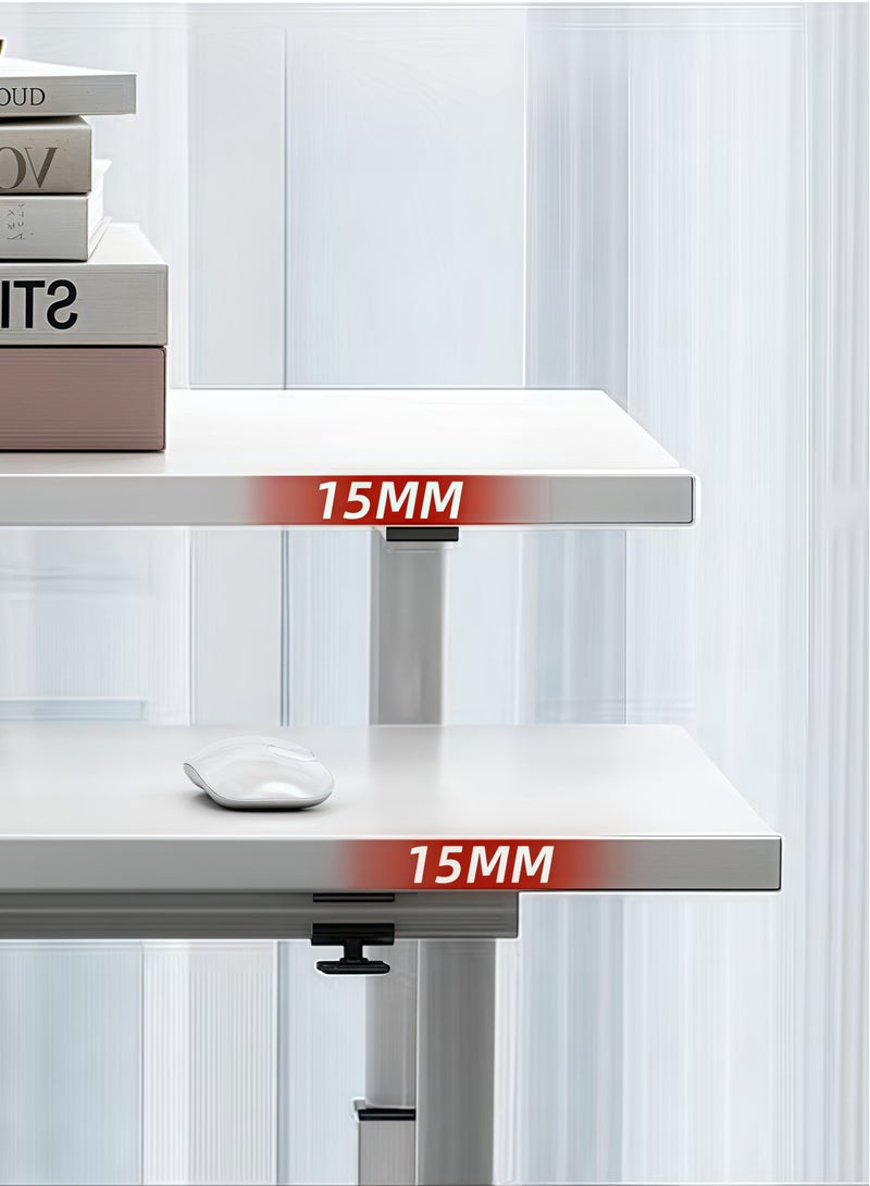 جيجيرو طاولة كمبيوتر محمول، مكتب قابل للتعديل، مكتب كمبيوتر مكتبي قائم، مكاتب دراسة، طاولات جانبية للسرير، مكتب منزلي، أثاث استوديو سفر، عجلات دوارة قابلة للقفل 360 درجة، أبيض - Image 3