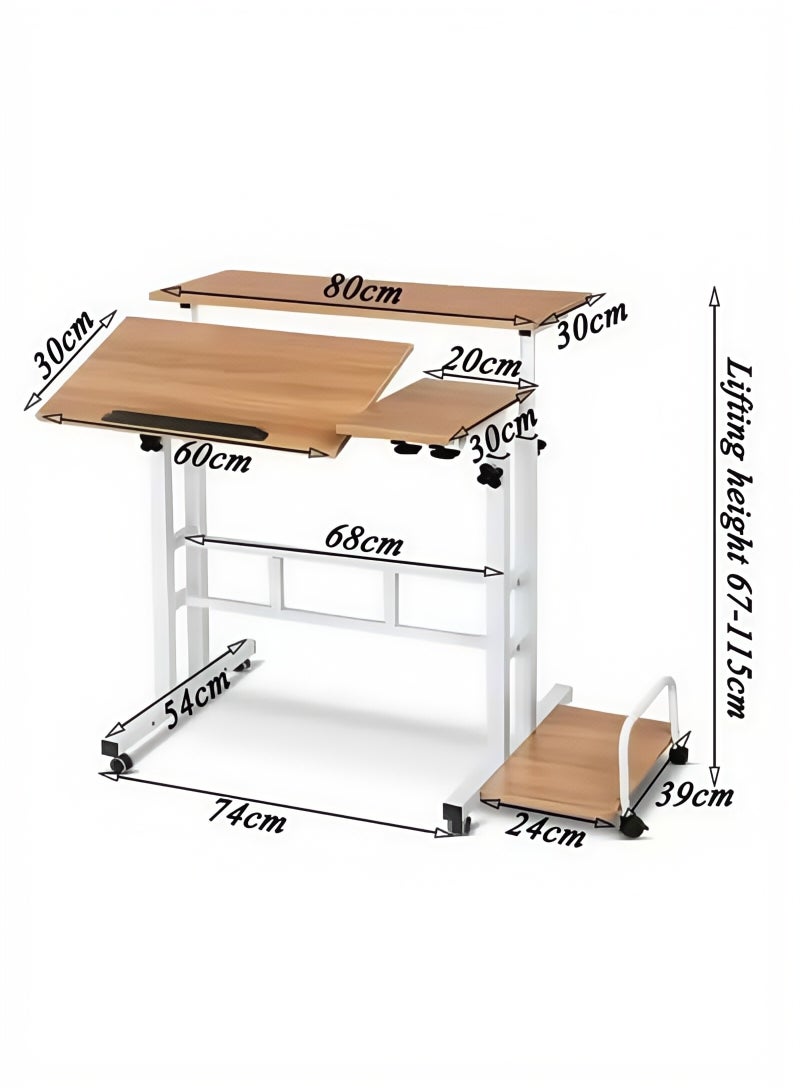 جيجيرو طاولة كمبيوتر محمول، مكتب قابل للتعديل، مكتب كمبيوتر مكتبي قائم، مكاتب دراسة، طاولات جانبية للسرير، مكتب منزلي، أثاث استوديو سفر، عجلات دوارة قابلة للقفل 360 درجة، أبيض - Image 5