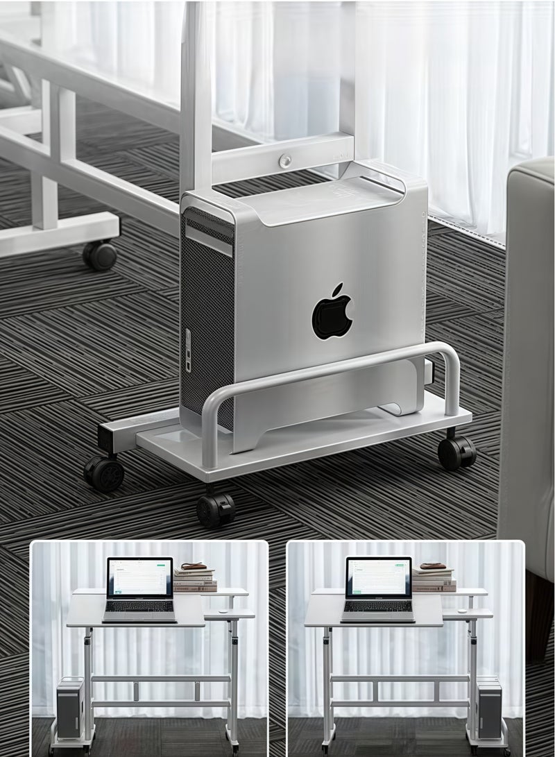 جيجيرو طاولة كمبيوتر محمول، مكتب قابل للتعديل، مكتب كمبيوتر مكتبي قائم، مكاتب دراسة، طاولات جانبية للسرير، مكتب منزلي، أثاث استوديو سفر، عجلات دوارة قابلة للقفل 360 درجة، أبيض - Image 4