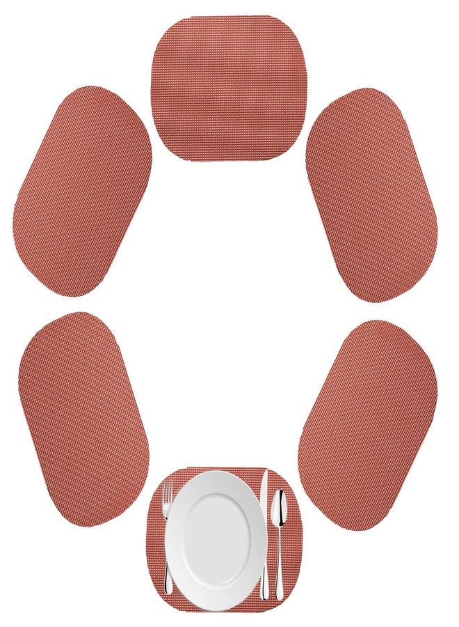Kraftware Fishnet Oval Placemat for Any Outdoor Table, Brick Red, Set of 6, Small - Image 1