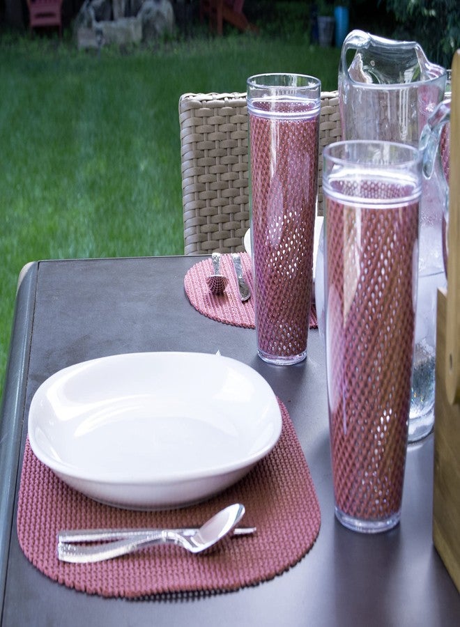 Kraftware Fishnet Oval Placemat for Any Outdoor Table, Brick Red, Set of 6, Small - Image 3