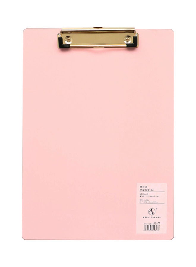 نيبمينينت لوح كتابة بلاستيكي مزود بمشبك مقاس A4 مع فتحة للتعليق وردي - Image 1